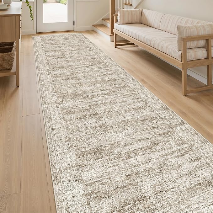 Soalmost Hallway Runner Rug 2'6" x 12' Washable Long Kitchen Rugs Brown | - Image 3