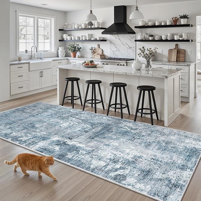 Soalmost Abstract Runner Rug 3x6 Hallway Kitchen Rugs Non-Slip, Foldable - Image 2