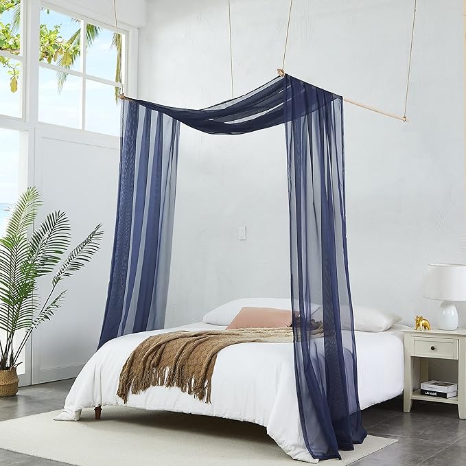 Warm Home Designs 24 Feet Long Royal Navy Blue Sheer Window Scarf. These XXL Length Valance Scarves 54 X 288 Inches in Size. Great as Bed Canopy or Wedding Arch Draping Fabric. AM Navy Blue 288"