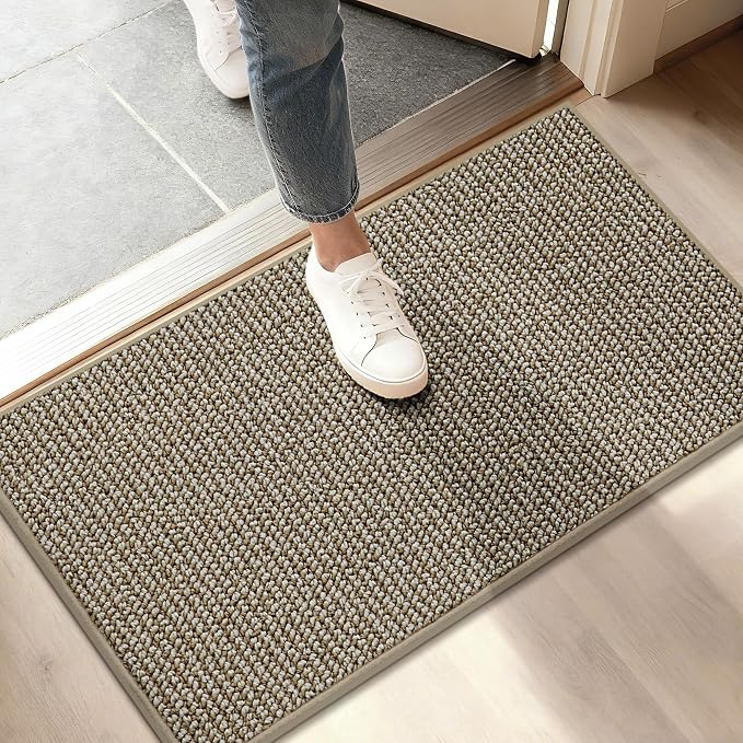 BEQHAUSE Dirt Trapper Door Mat 17" x 30", Non-Slip Doormats, Light Beige | by BEQHAUSE
