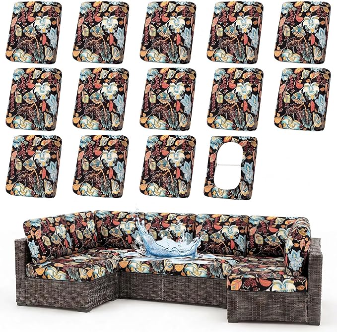 Waterproof Outdoor Cushion Covers, Stretch Patio Slipcovers | UV Resistant by hyha