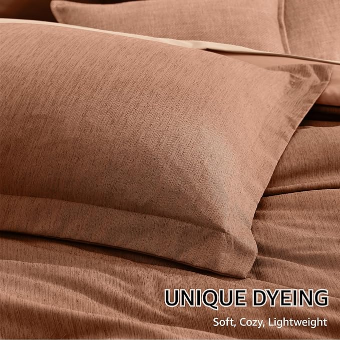 Monbix California King Comforter Set - 7 Pieces Cationic Dyeing Autumn Leaf Bed in a Bag Cal King Bed Sets with Comforter, Sheets, Pillowcases & Shams, Reversible Bedding Comforters Sets (108 * 92)