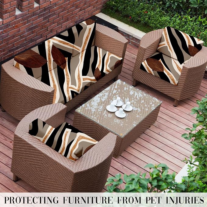 8Pcs Outdoor Cushion Covers, Elastic Patio Cushion Covers | Washable, - Image 6