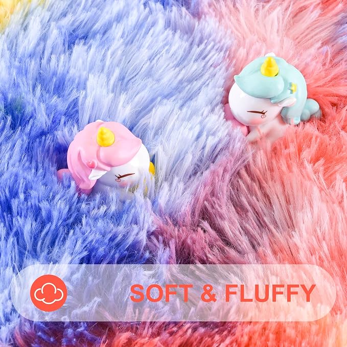 3x5 Tie-Dyed Blue Red Yellow Fluffy Soft Area Rug Non-Slip - Image 4