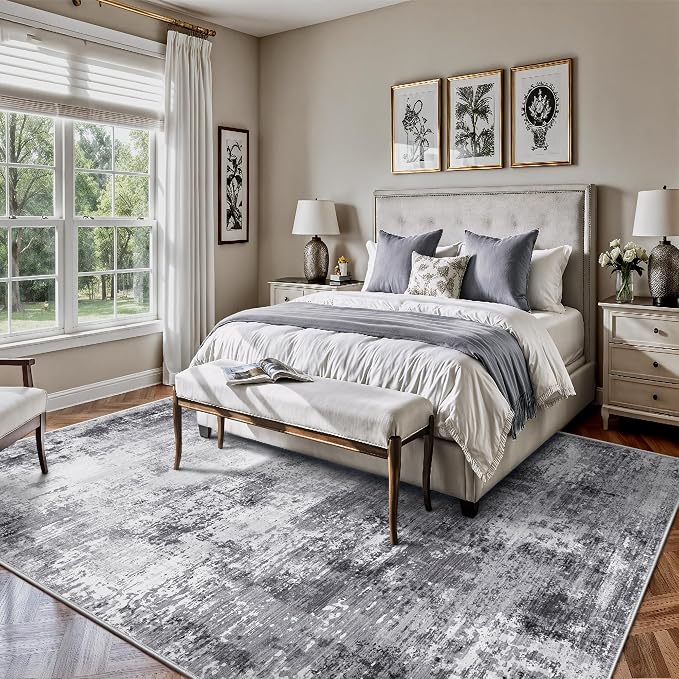 5x7 Area Rugs, Abstract Modern Ultra Soft Washable Rug, Non Slip Carpet - Image 3