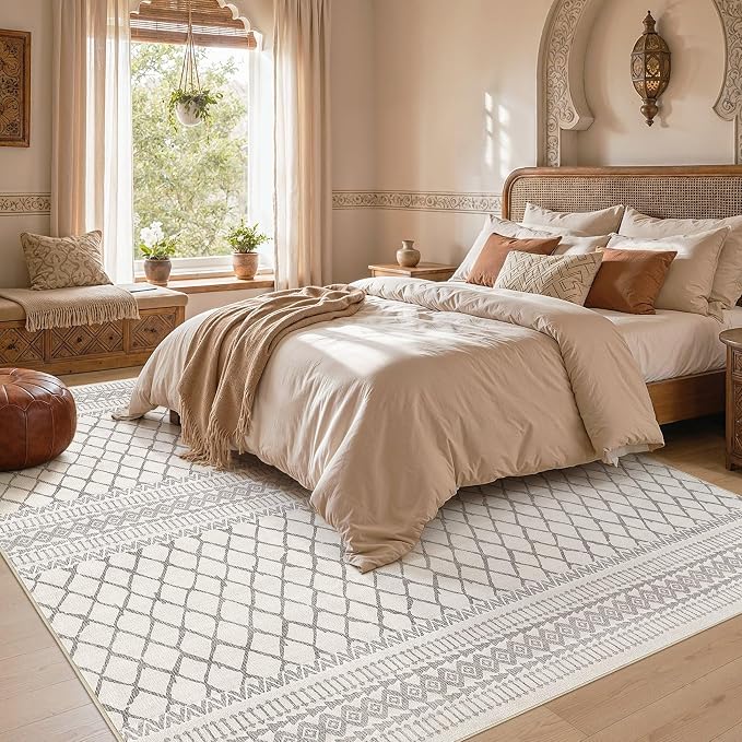 cotiled 6x9 Area Rugs for Living Room: Boho Washable Rug for Dining Room | - Image 6