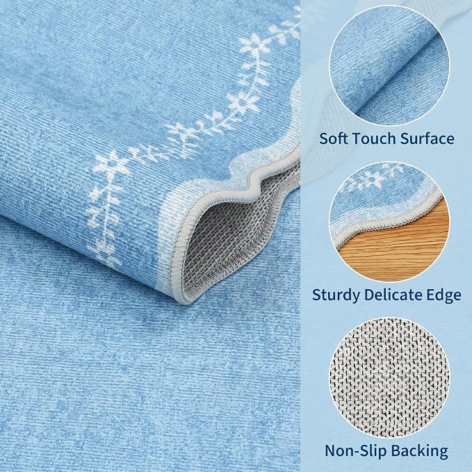 GarveeHome 2.5x8 Scalloped Washable Runner Rug Non Slip Hallway Kitchen Rug | - Image 4