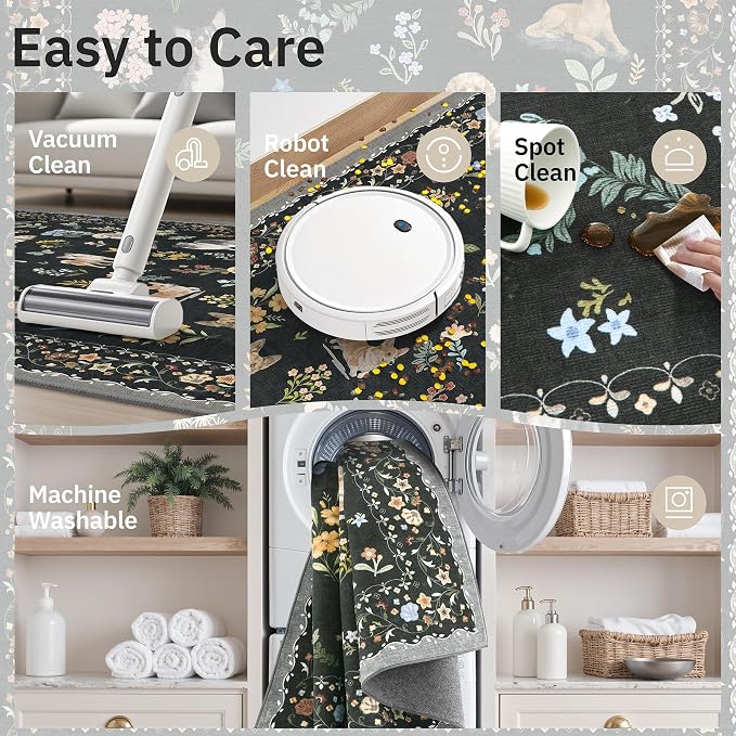 Soalmost 2x3 Dog Rugs for Entryway, Washable Door Mat Animal Soft Rug Black | - Image 7