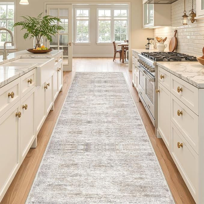 2'6 x 10' Runner Rug Non Slip, Washable Kitchen Rugs, Taupe | 10 ft Runner Rug - Image 4