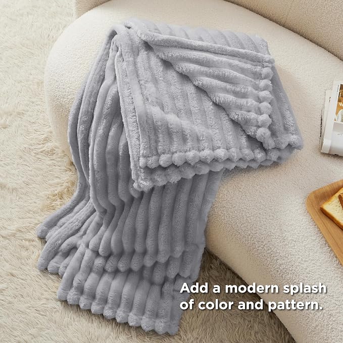 Bedsure Soft Twin Blanket for Bed Decor Gifts Light Grey 60"x80" | Birthday - Image 6