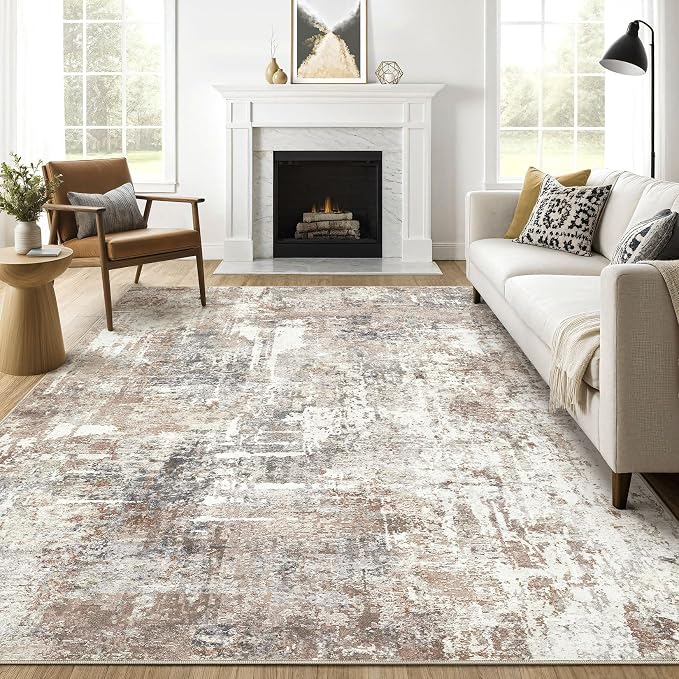 LOONGRUG 7x9 Area Rug Washable Large Neutral Modern Living Room Rugs | Abstract by LOONGRUG