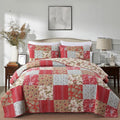 Secgo Queen Size Comforter Set- 100% Cotton Quilt Queen Size Set, Green, Sage bedspreads (90 * 96 Inch) with 2 Pillow Shams, Patchwork Reversible Lightweight Bedding