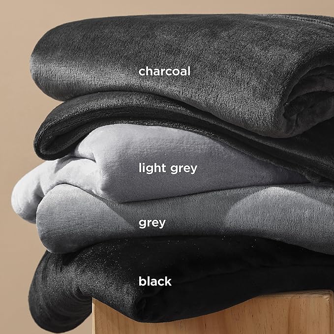 Bedsure GentleSoft Fleece Throw XL Blanket Black - 300GSM Soft Lightweight Plush Cozy Blankets for Bed, Sofa, Couch, Travel, Camping, 50x70 inches