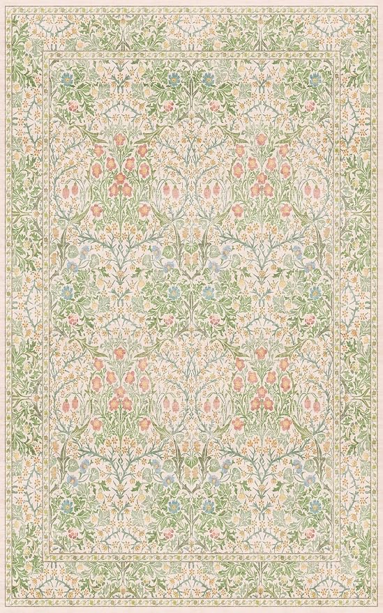 Washable Beige Green 5x8 Area Rug - Image 3