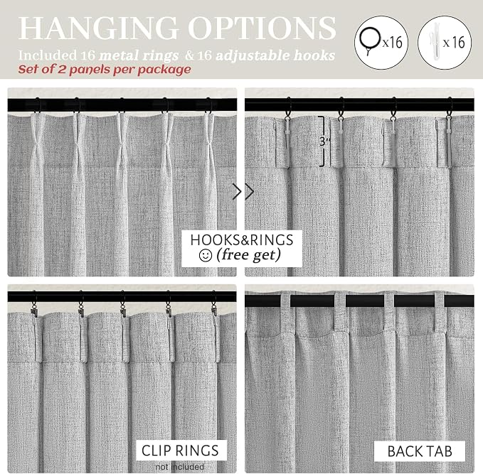 Extra Long 120 Inch Light Grey Thick Linen Curtains - Image 7
