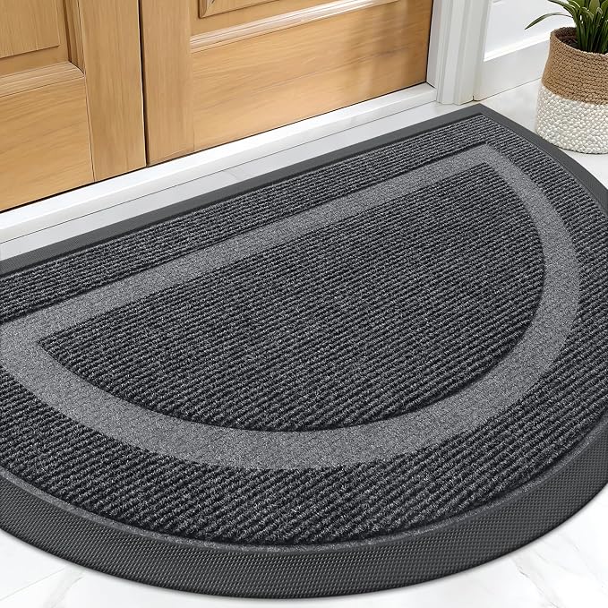 OLANLY Half Circle Front Door Mat Outside 29.5x17 All-Season Rubber Doormat | by OLANLY