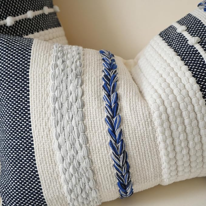 Navy Dark Blue Boho Decorative Lumbar Pillow Cover 14x36, Long Body Pillow - Image 9