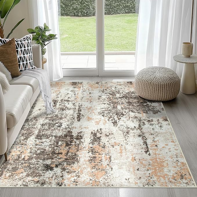 4x6 Area Rugs for Living Room Washable Bedroom Dining Room Brown Beige | Modern by Aelenmu