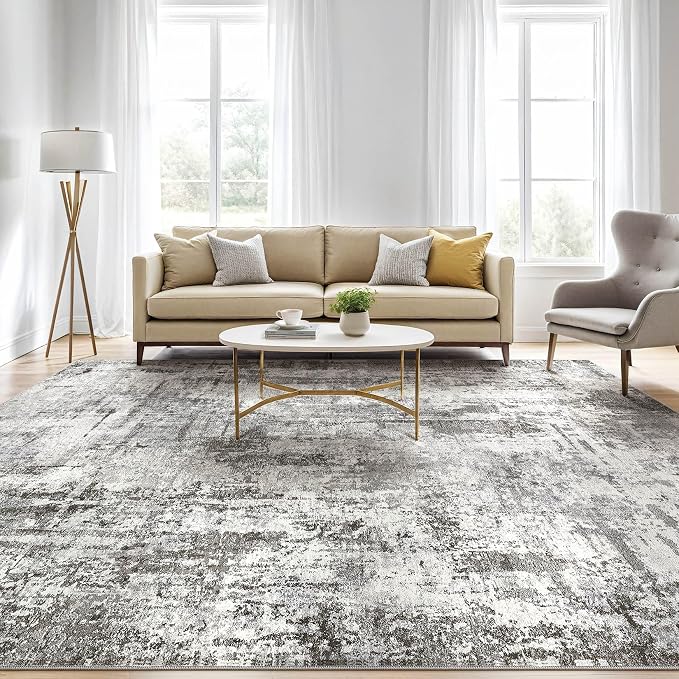LOONGRUG 5x8 Area Rug Washable Neutral Modern Living Room Rugs Grey Black | - Image 5