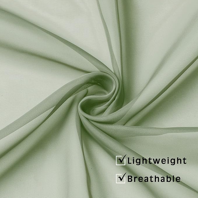 Sage Green Sheer Curtains 36 Inches 2 Panels Set - Image 4