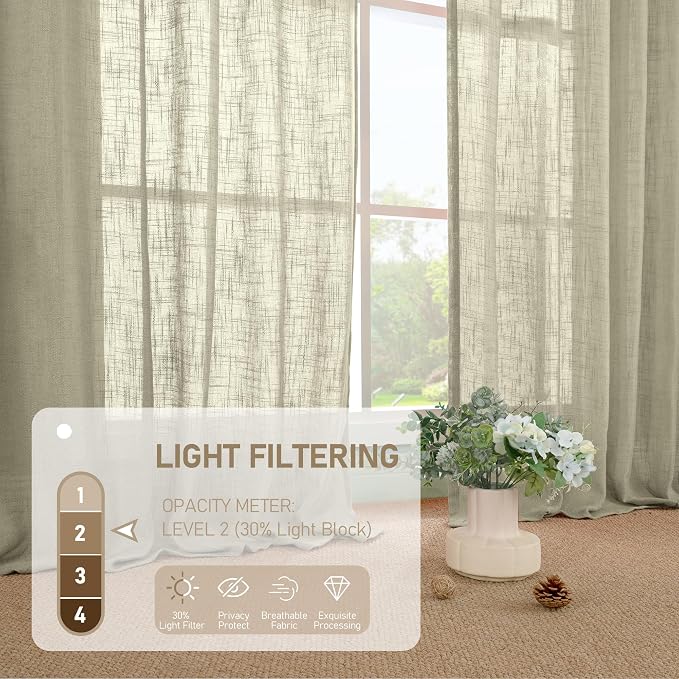 Living Room Linen Curtains 95 Inch - Image 4