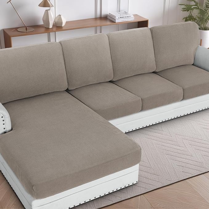 H.VERSAILTEX Sectional Couch Covers 4 Pieces Sofa Seat Cushion Covers L Shape by HVERSAILTEX