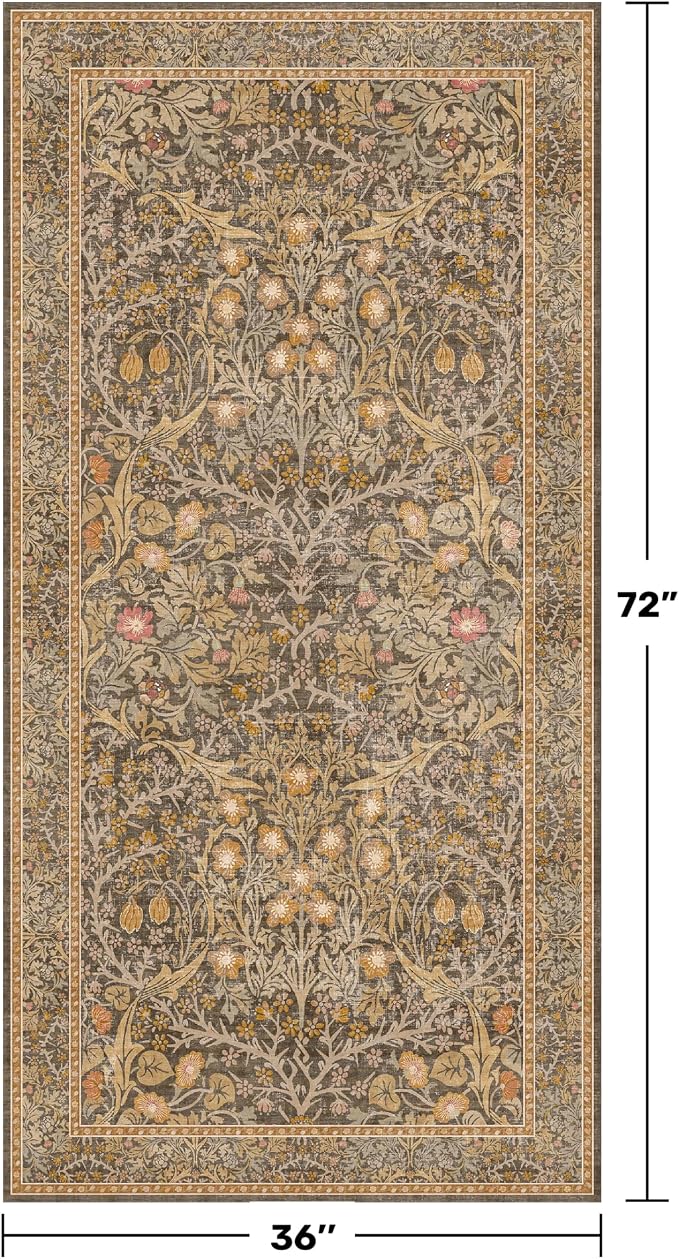 Vintage Brown 3x6 Runner Rugs for Large Entryway, Bedroom Bedside Rug, Laundry - Image 2