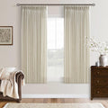 63 Inches Semi Sheer Beige Pinch Pleat Flax Linen Curtains 50x63 2 Panels | by Twodrapes