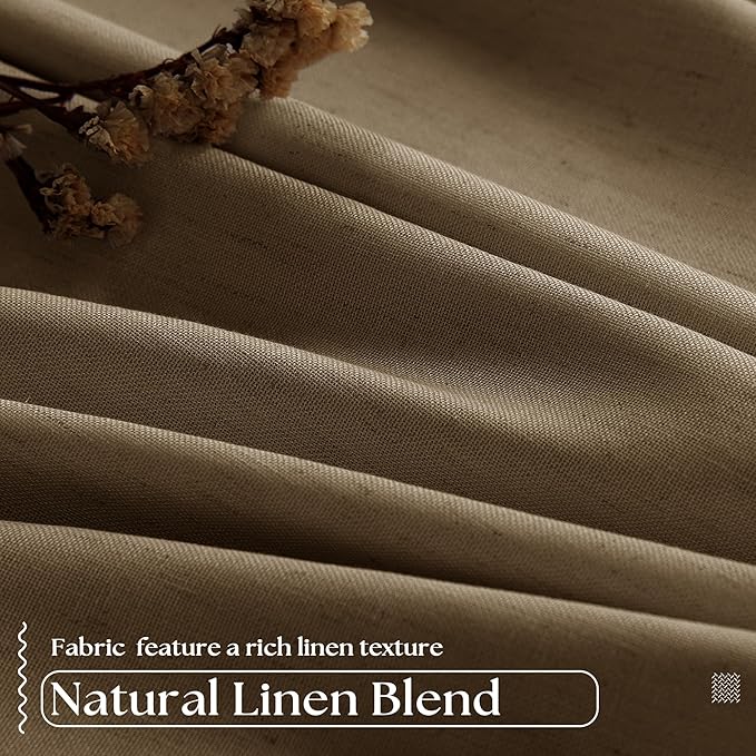 Dutch Cocoa Pleated Linen 100% Blackout Curtains 90 Inches Long - Image 5