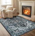 Rugflix 3x5 Entrance Rugs, Washable Dark Navy Blue Entry Small Rug | Machine by RugflixAreaRugs
