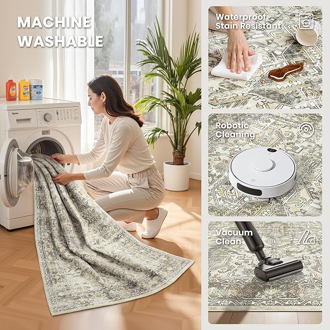 6x9 Area Rugs for Living Room, Large Washable Rug, Dining Room, Low Pile - Image 5