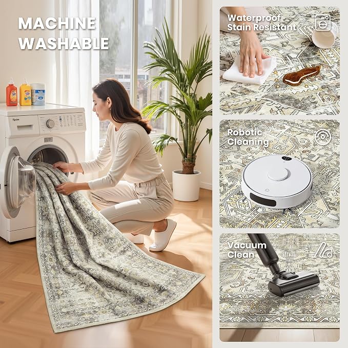 8x10 Area Rugs for Living Room, Large Washable Rug, Dining Room, Low Pile - Image 5