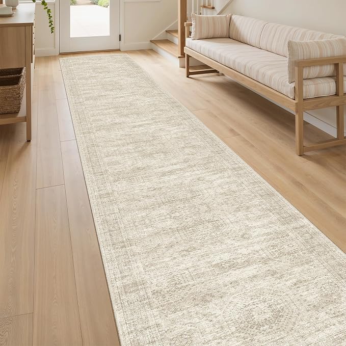 Soalmost Runner Rug 2x10 Washable Non-Slip Hallway Kitchen Runners Beige | - Image 3