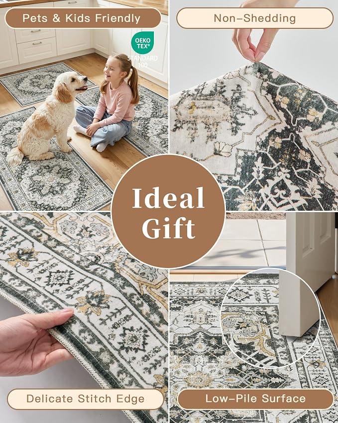 Madane 2-Piece Area Rugs Set, Small Kitchen Runner Non-Slip, Low Pile Floor - Image 6