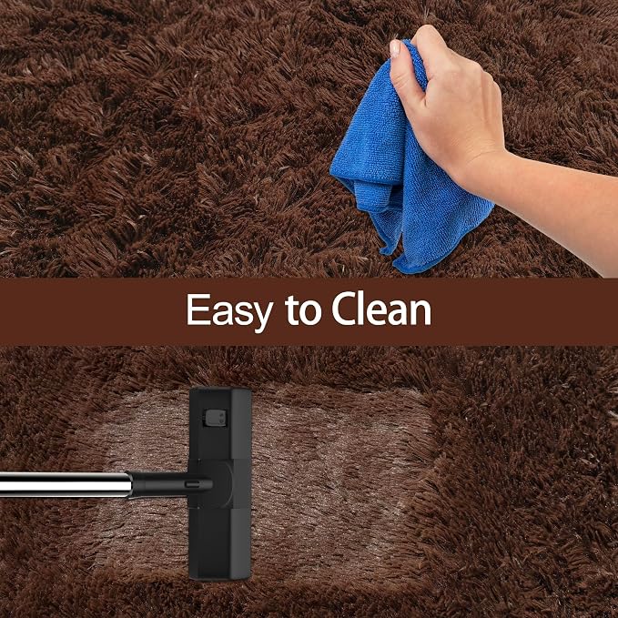 2x10 Bedside Area Rugs for Bedroom Soft Fluffy Shag Brown Rug for Hallway - Image 7