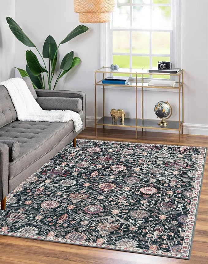 Lahome Moroccan Small Washable Rugs, 3x5 Black Rug - Image 4