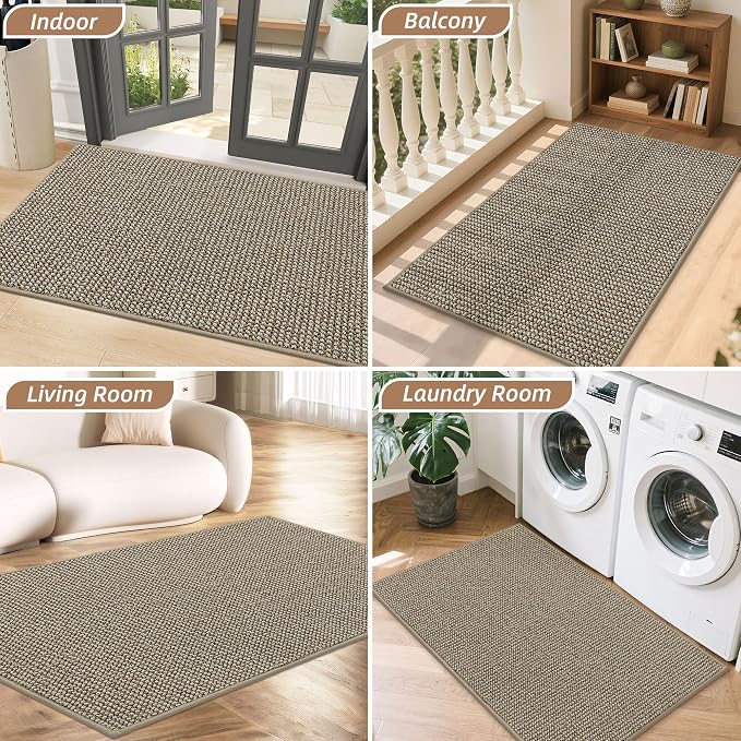 BEQHAUSE Dirt Trapper Door Mat 20" x 32", Non-Slip Washable, Light Beige | - Image 8