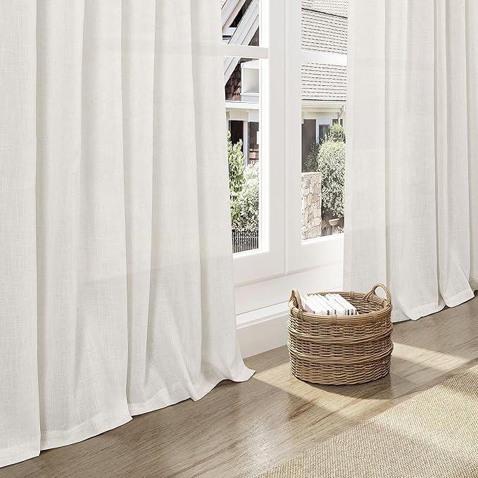 Linen Cream Curtains 135 inch Extra Long - Image 6