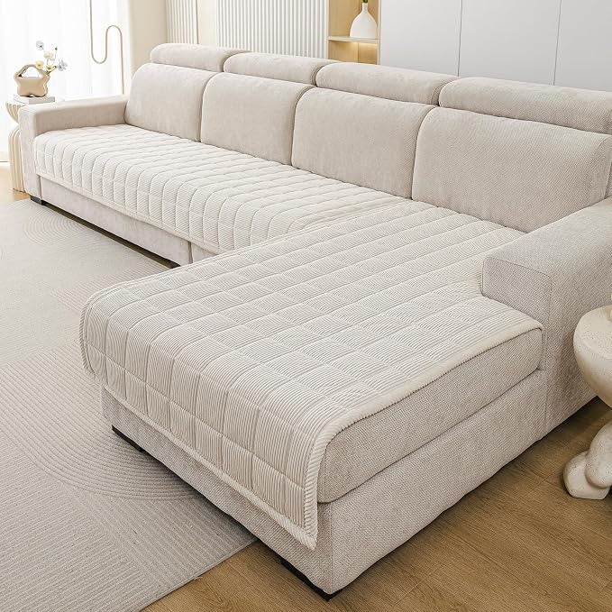Velvet Couch Covers for Sectional Sofa Washable, Non-Slip L Shaped Sectional - Image 2