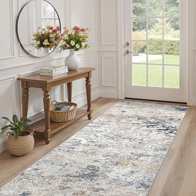 DMOYEST Washable Runner Rug for Hallway: 3x8 Neutral Modern Abstract Low Pile - Image 6