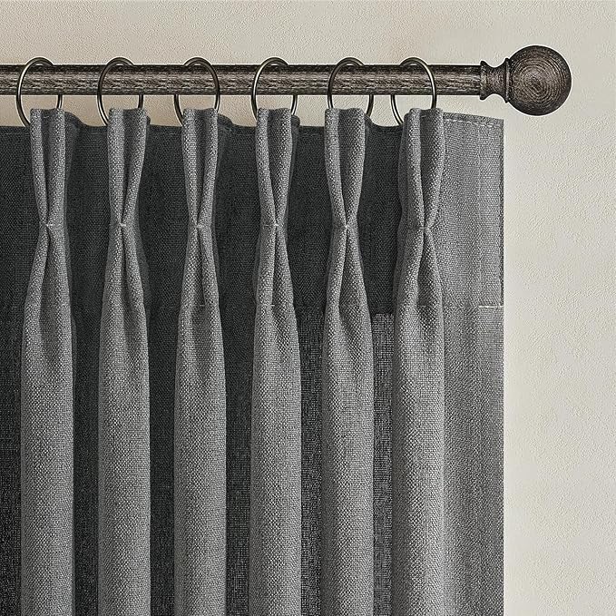 Dark Grey Memory Shaped Pinch Pleated Living Room Curtains 84 Inches Long 2 - Image 2