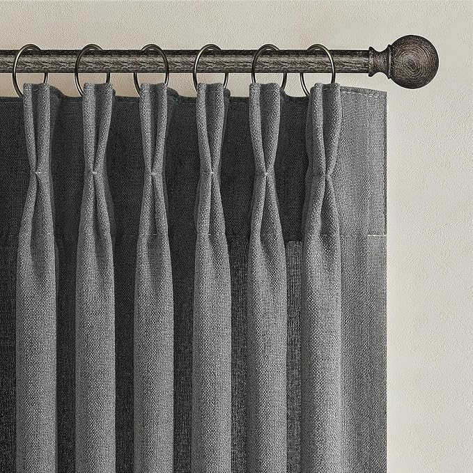 Extra Long Floor to Ceiling Dark Grey Bedroom 108 Inch Curtains, Pinch Pleated - Image 5