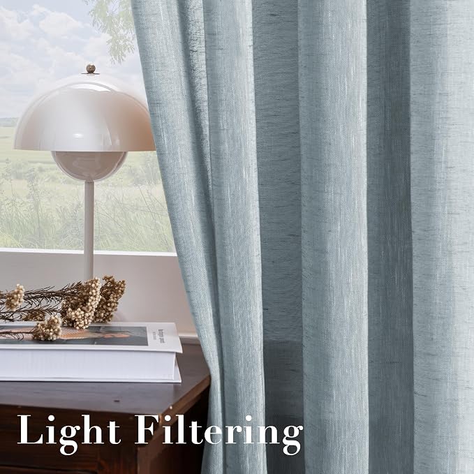H.VERSAILTEX Linen Curtains Nickel Grommet Natural Linen Semi-Sheer Curtains 2 - Image 5