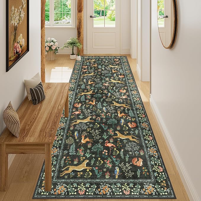 DUKINO 3x8 Runner Rug, Animal Washable Runner Rug by DUKINO