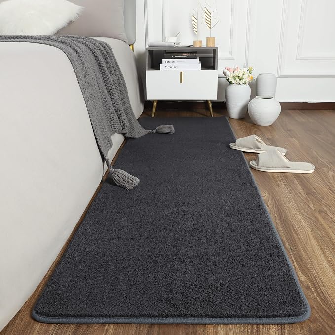 Small Area Rugs for Bedroom, 2×4 Non Slip Runner Rug, Dark Grey | Washable - Image 7