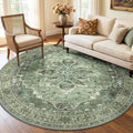 RELEANY Washable Area Rug, Round 6ft, Water Repellent, Pet Friendly, Vintage by RELEANY