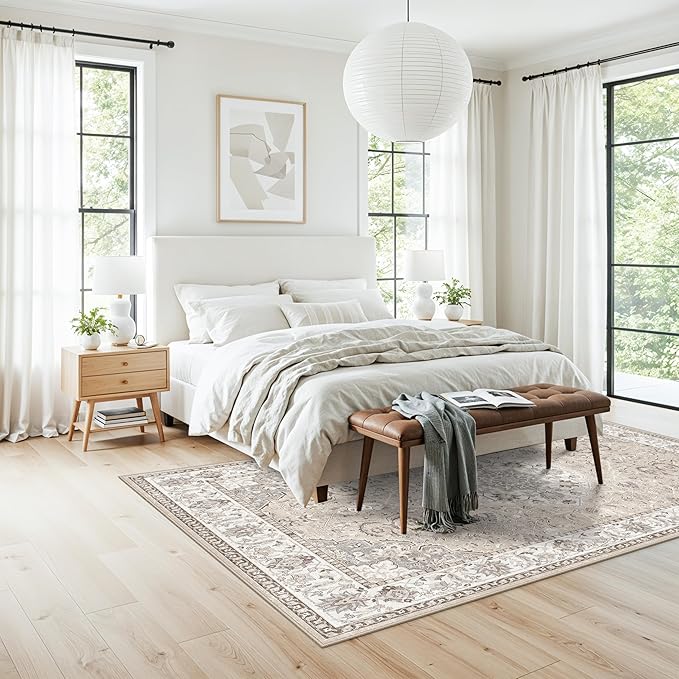Washable 5x8 Living Room Area Rug: Vintage Water-Resistant Soft Rug - Image 6