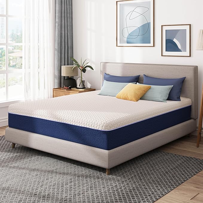12 Inch Queen Size Mattress, Gel Cooling Memory Foam Mattress in A Box, Medium Firm Feel for Back Pain Relief, CertiPUR US Certified