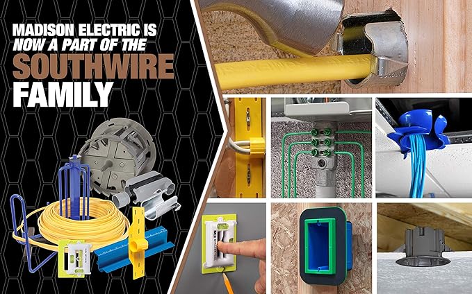 Southwire Electrical Box for Lighting Fixture, 50lb Ceiling Fan and 75lb Light Fixture Support, 22.5Cu with Depth Adjustment, 1 Gang, Gray, MSB22+
