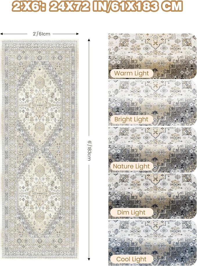 Runner Rug 2x6, Non Slip Washable Rugs - Image 2